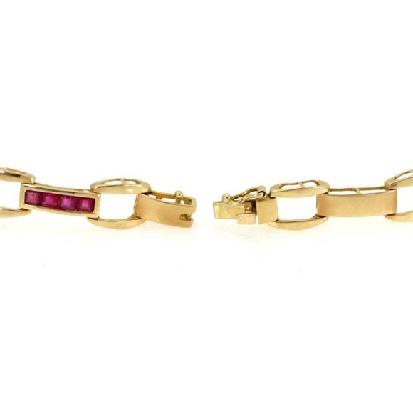 Vintage 1.50ct Ruby 14k YGold Open Link Bracelet - Picture 5 of 5